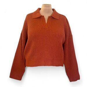 THE DROP Women's Marcy Ribbed Sweater Rust Top, NEW! Size 2X
